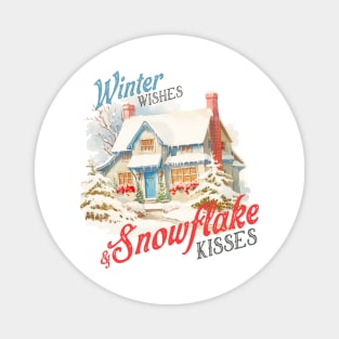 Winter kisses snowflake wishes Magnet